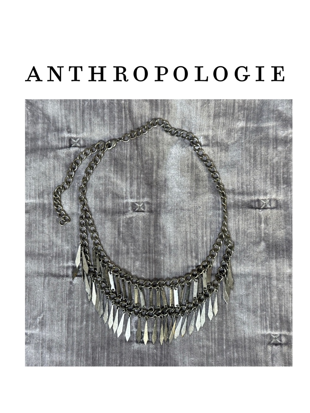 Anthropologie Silver Layered Fringe Necklace